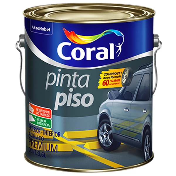 Tinta Acrílica Fosco Premium Pinta Piso Cinza Escuro 3,6L Coral