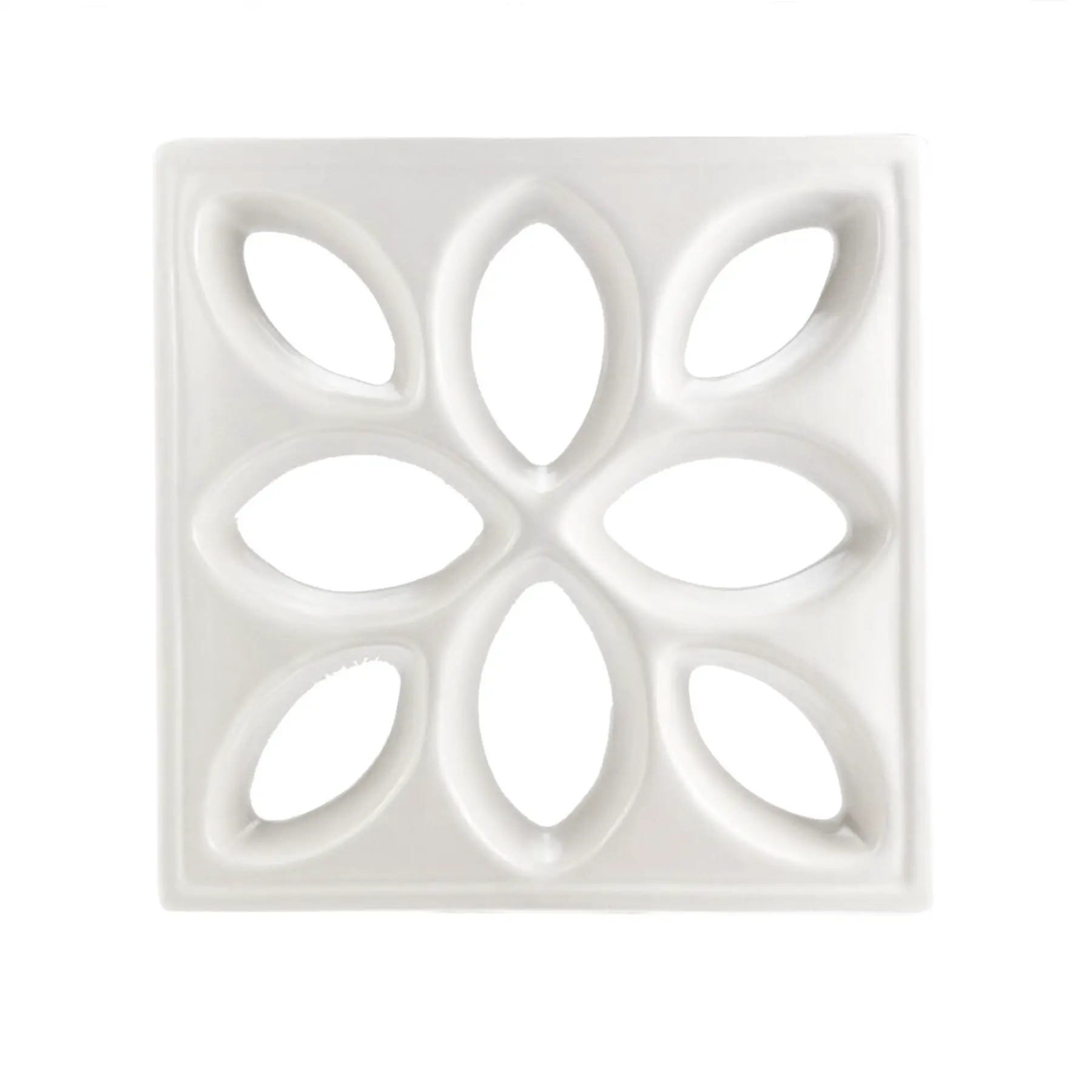 Cobogó Cerâmico Esmaltado Brilhante 30x30cm Branco Margarida Essenza