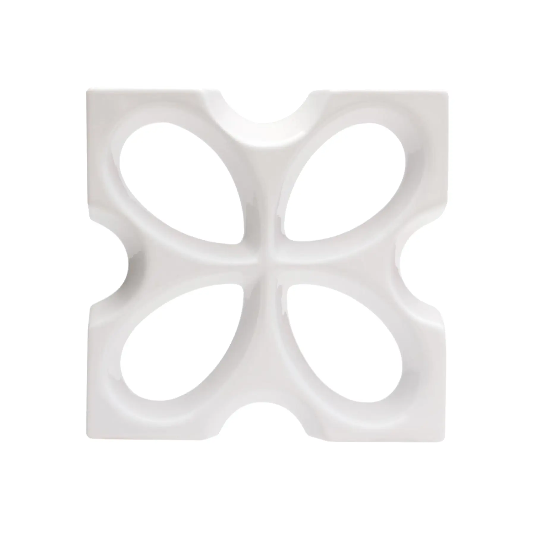 Cobogó Cerâmico Esmaltado Brilhante 30x30cm Branco Trevo Essenza
