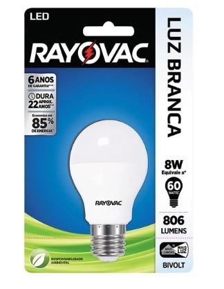 Lampada Led Ray 8w Bivolt Branca Sm 1un 61545