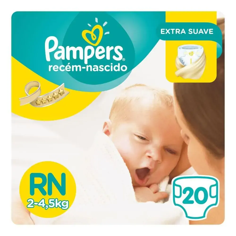 Fraldas Descartáveis Infantis Pampers Recém Nascido Com 20 Unidades