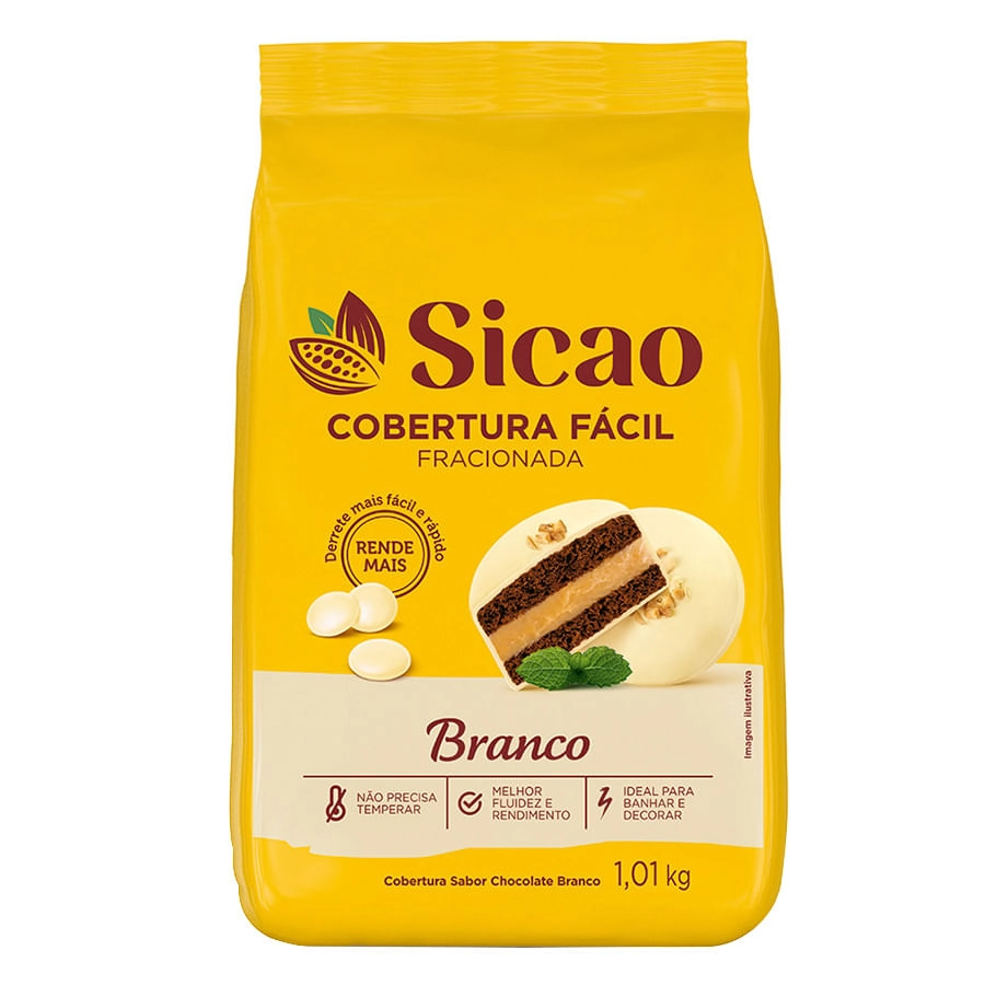 Cobertura Facil Sicao Chocolate Branco Fracionada 1,01 Kg