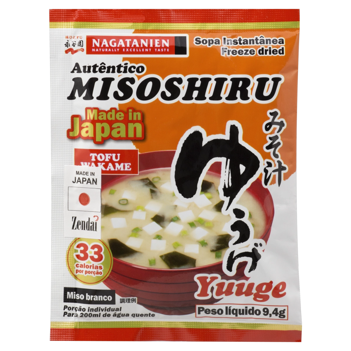 Sopa Instantânea Missoshiru Tofu Wakame Nagatanien Pacote 9,4g