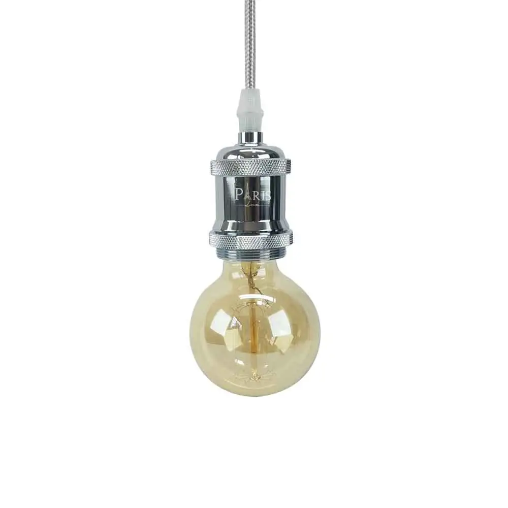 Pendente Soquete E27 Cromado 150cm