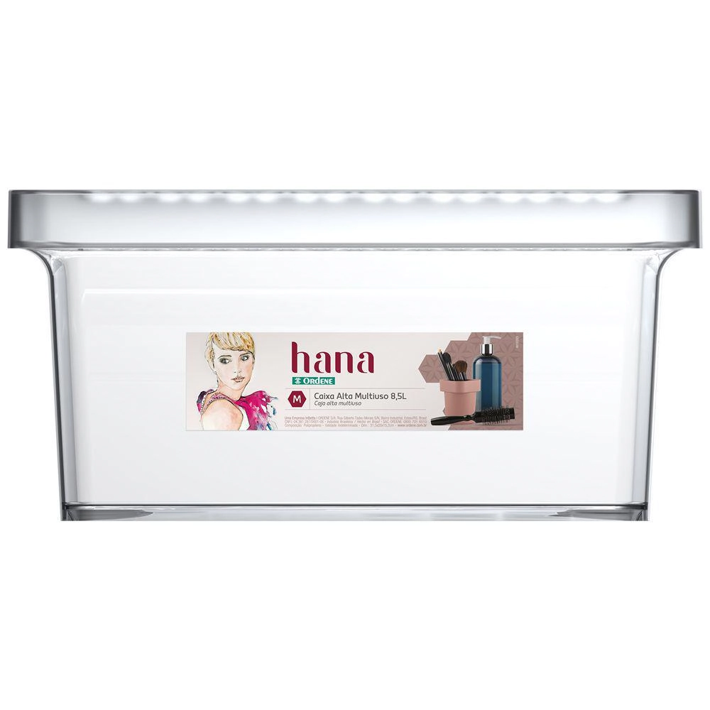 Caixa Alta Media Multiuso 8.5l Tampa Cristal Hana Or85506 Ordene