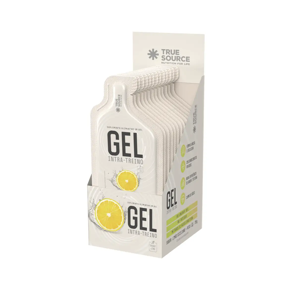 Gel Intra-treino Limão Siciliano Display c/ 10 Unidades True Source