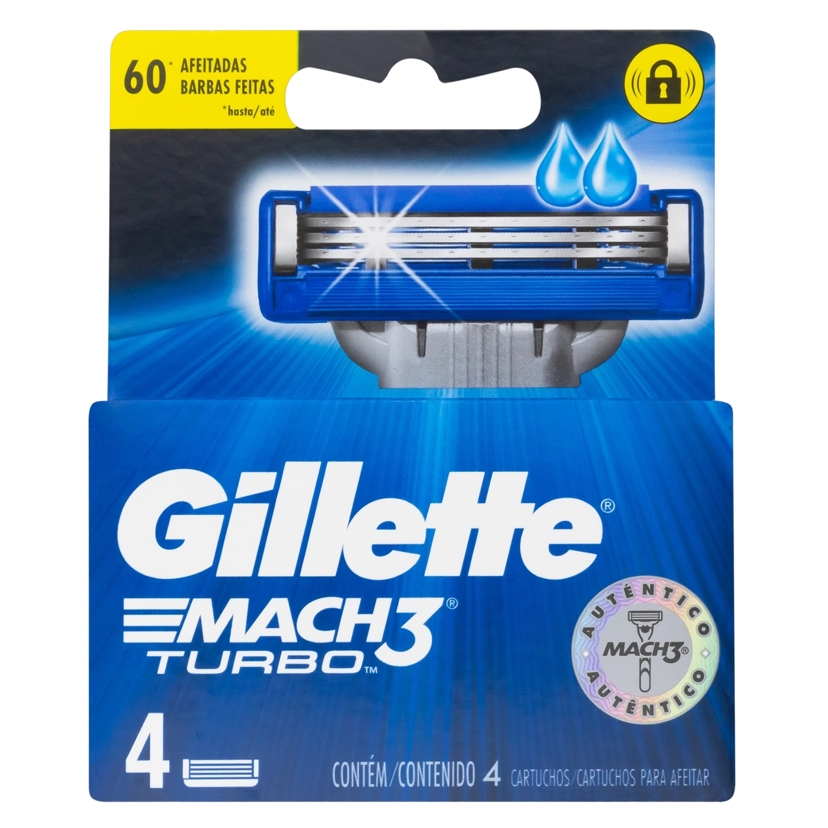 Carga De Aparelho Para Barbear Gillette Mach3 Turbo 4 Unidades