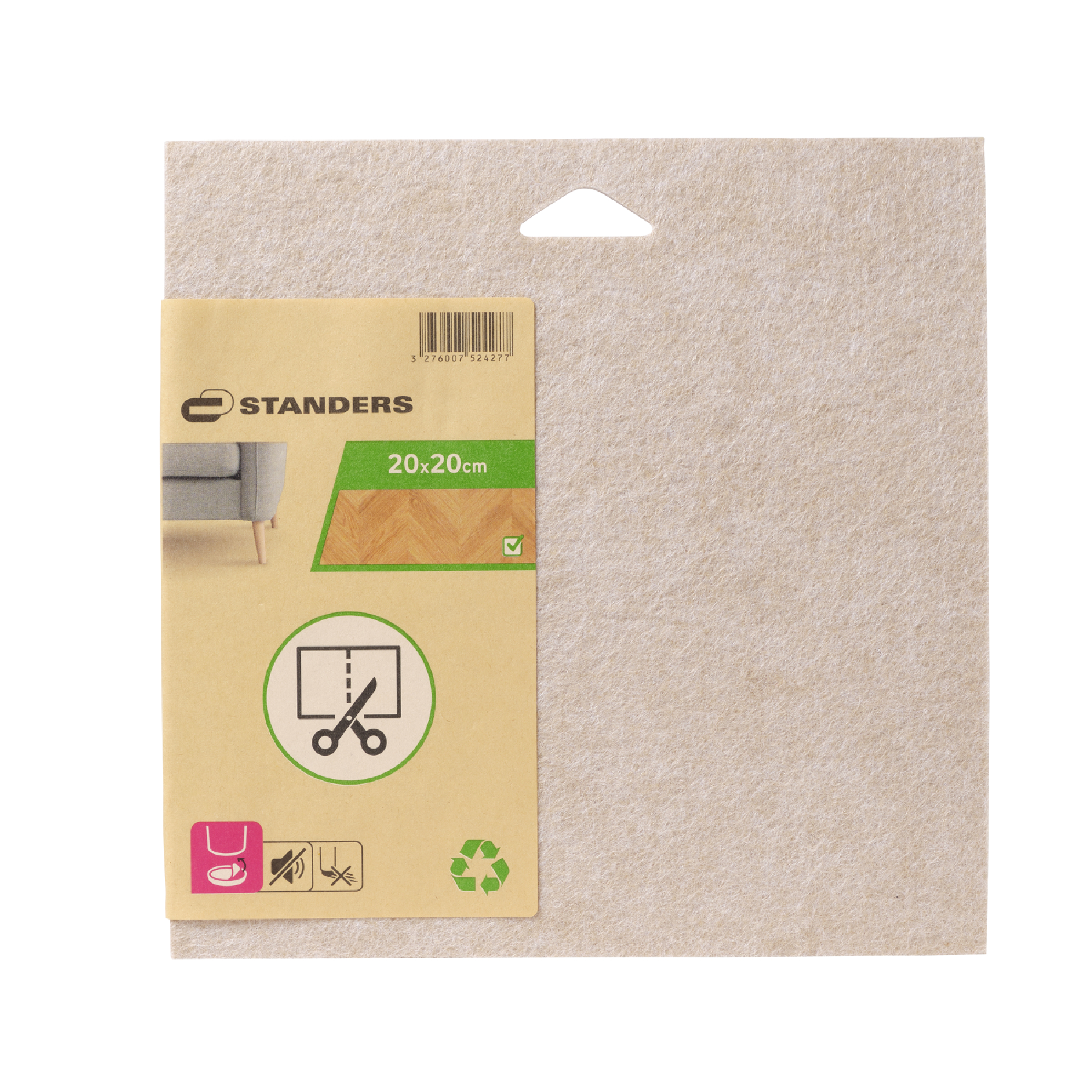 Feltro para Móveis Quadrado 200x200mm com 1 Peça Standers