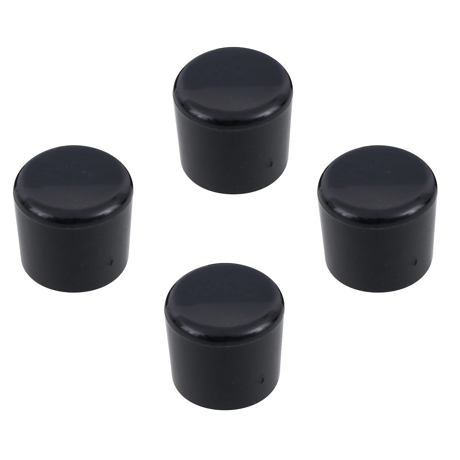 Ponteira Preto PVC Sobrepor Redondo 22mm 4 peças