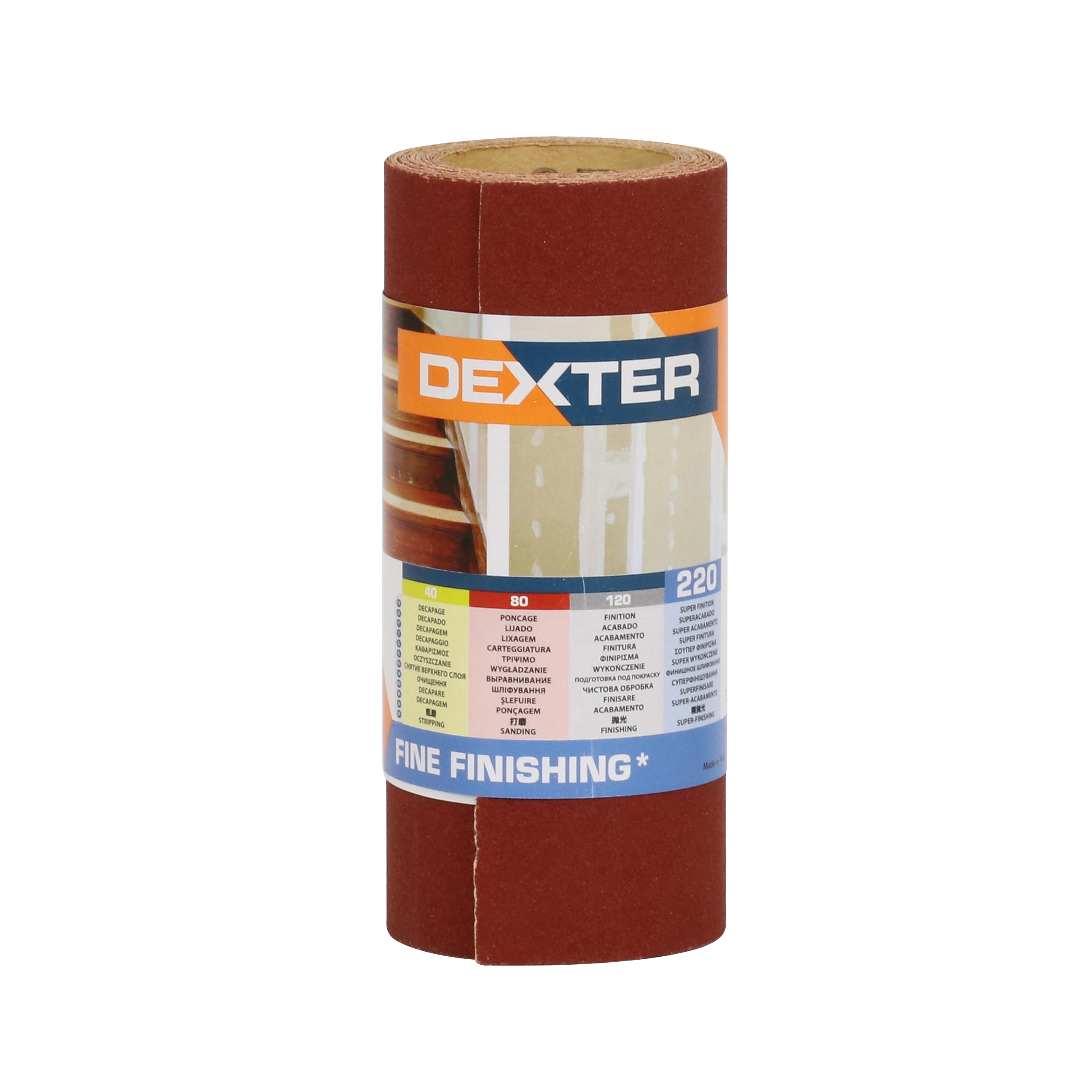 Rolo de Lixa Manual e Orbital Madeira Grão 220 115x2500mm Dexter