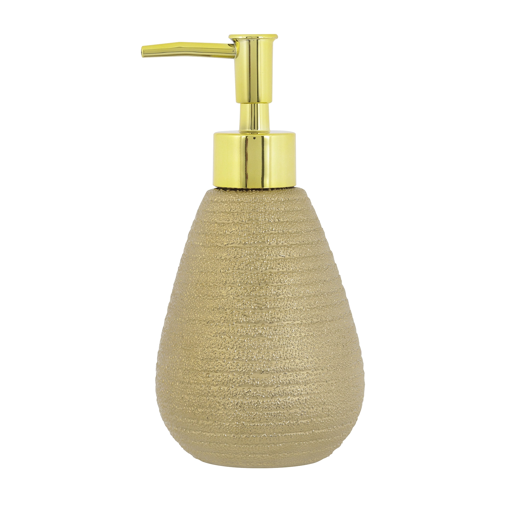 Porta Sabonete Líquido de Bancada para Banheiro 310ml Cerâmica Dourado Iris Sensea
