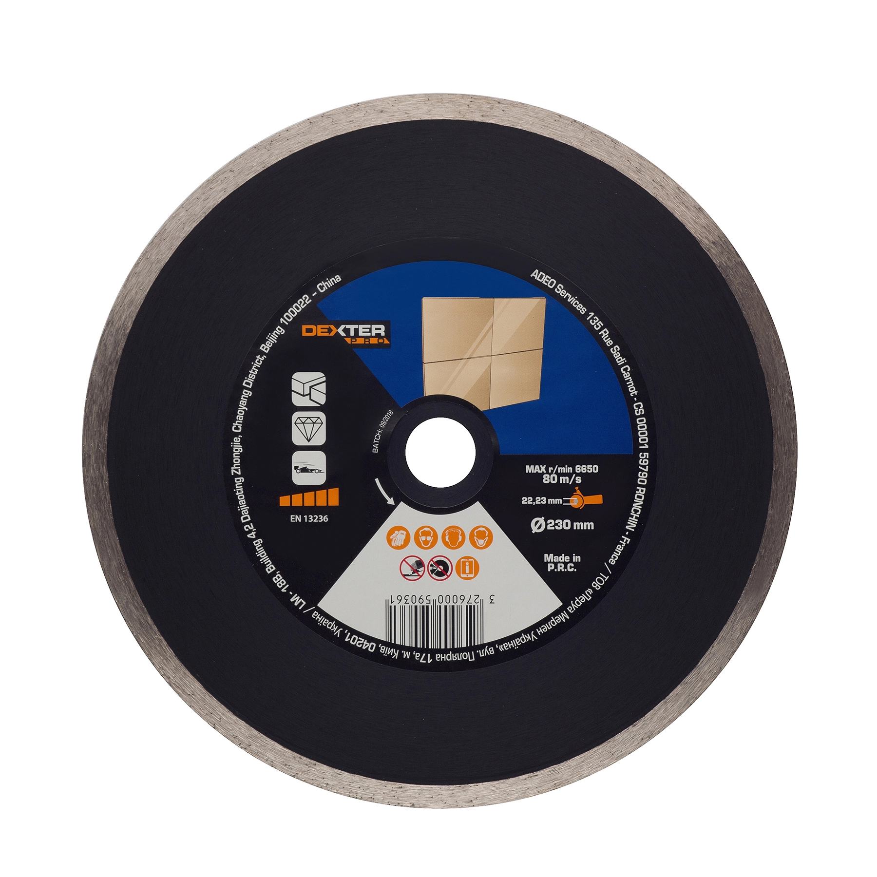 Disco de Corte Diamantado Contínuo 230x22,23mm Dexter Pro