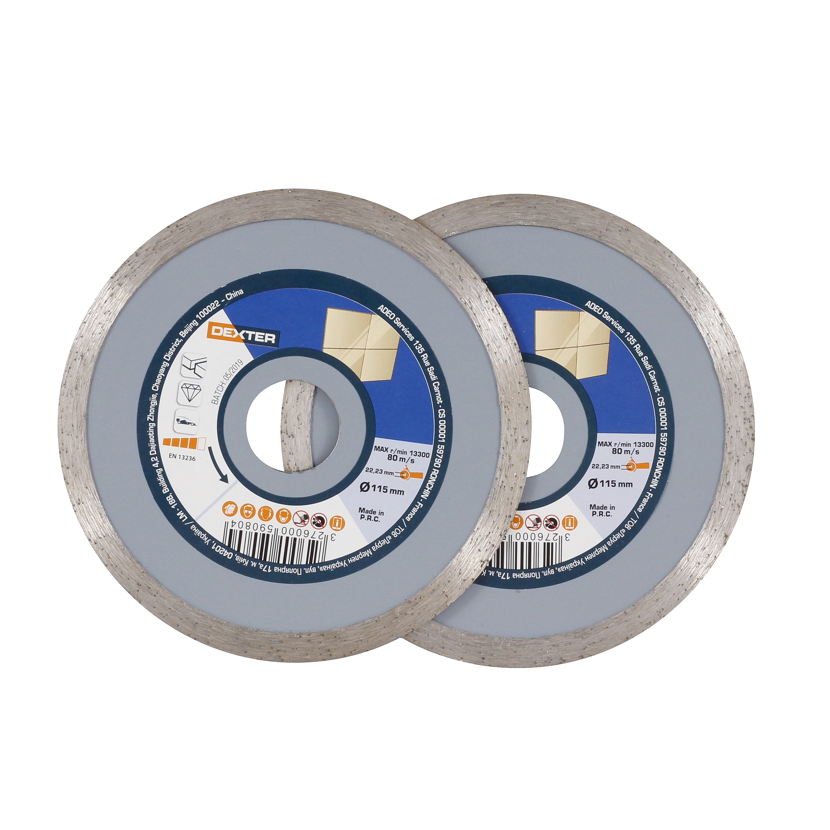 Jogo de Disco de Corte Diamantado Contínuo 115x22,23mm 2 peças Dexter