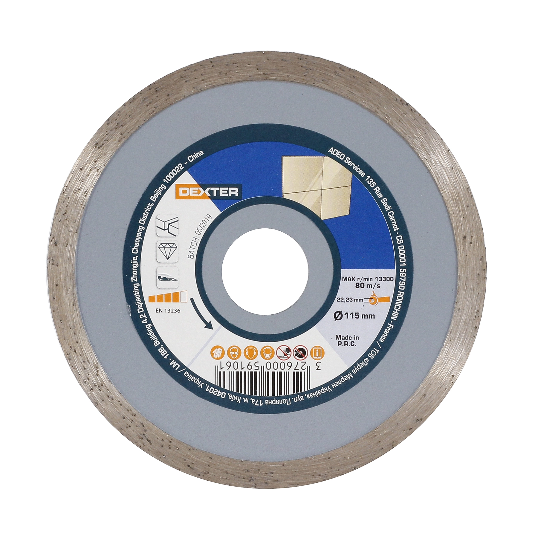 Disco de Corte Diamantado Contínuo 115x22,23mm Dexter