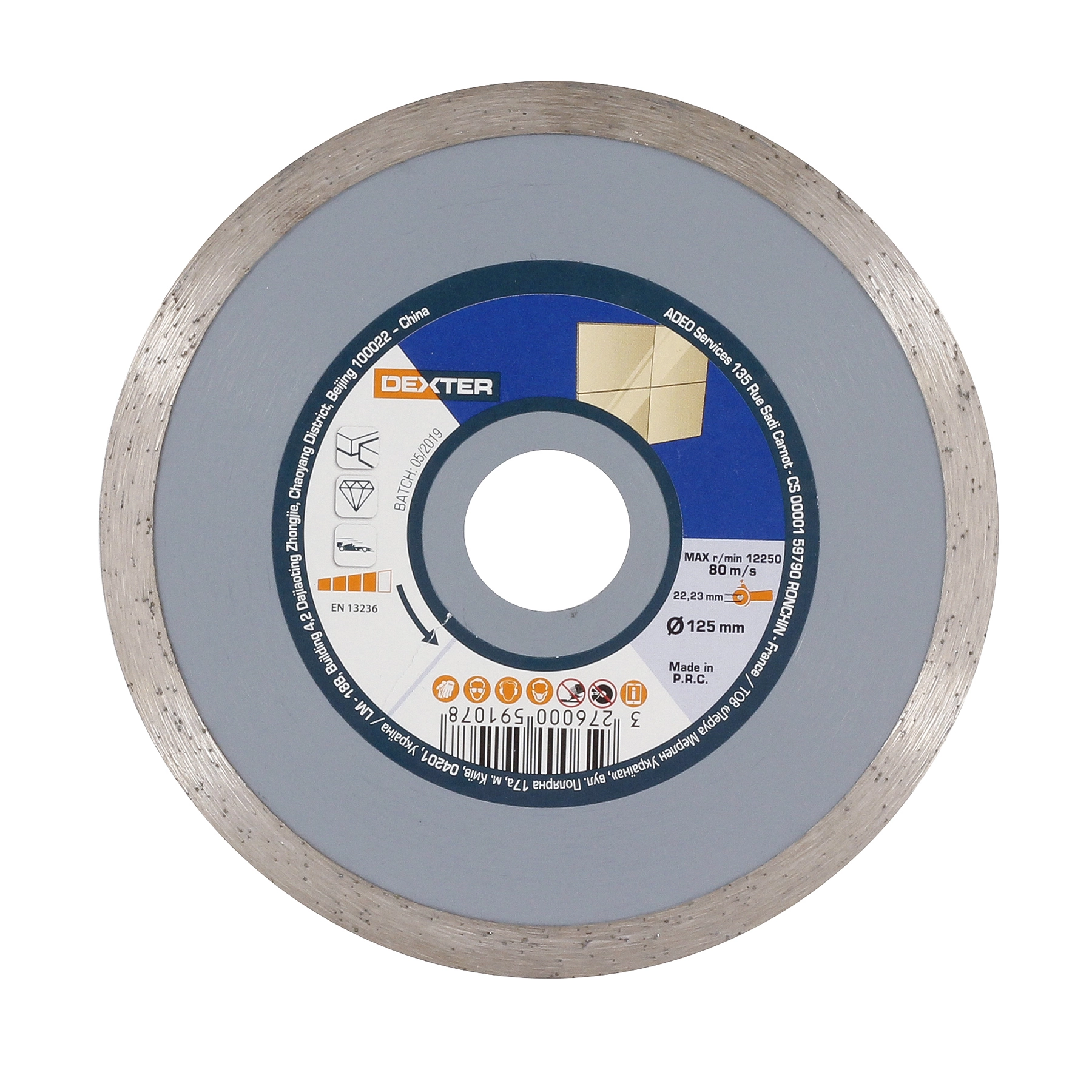 Disco de Corte Diamantado Contínuo 125x22,23mm Dexter