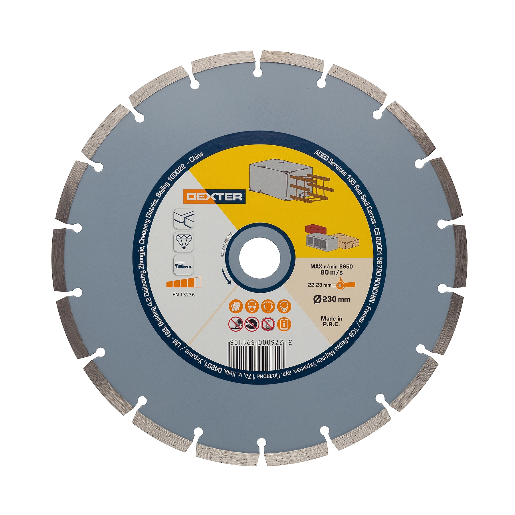 Disco de Corte Diamantado Segmentado 230x22,23mm Dexter