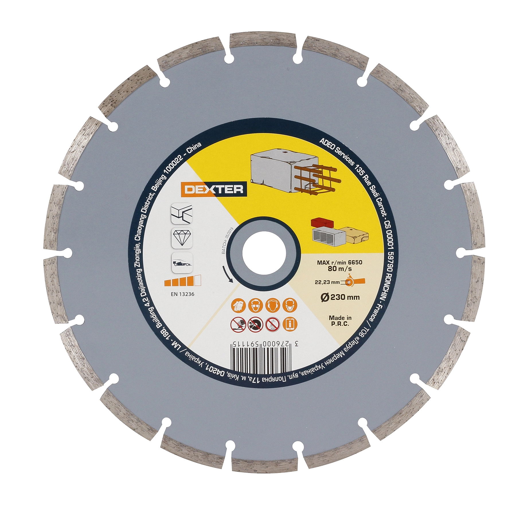 Jogo de Disco de Corte Diamantado Segmentado 230x22,23mm 2 peças Dexter
