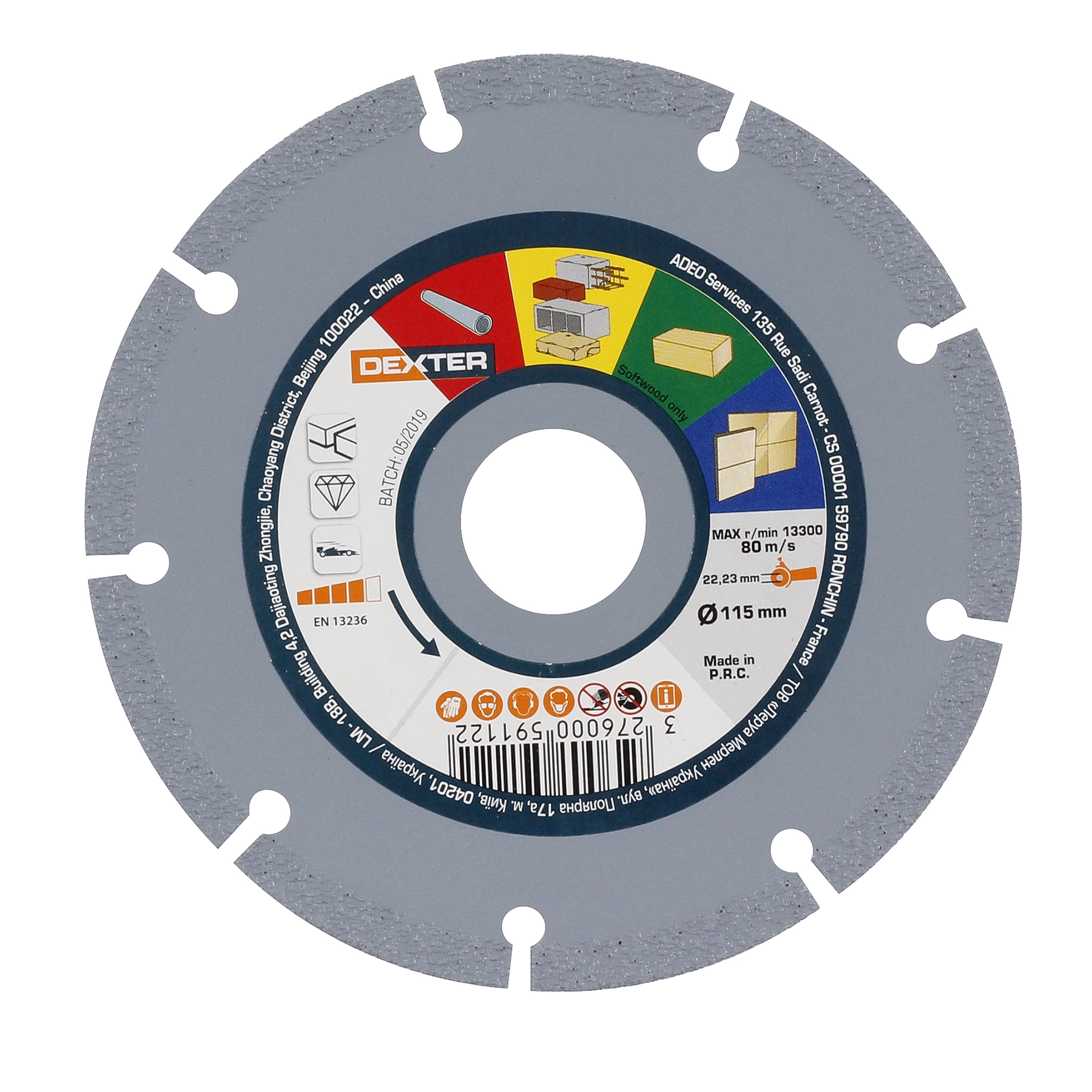 Disco de Corte Diamantado para Multimaterial 4.1/2" 115mm 1 unidade Dexter
