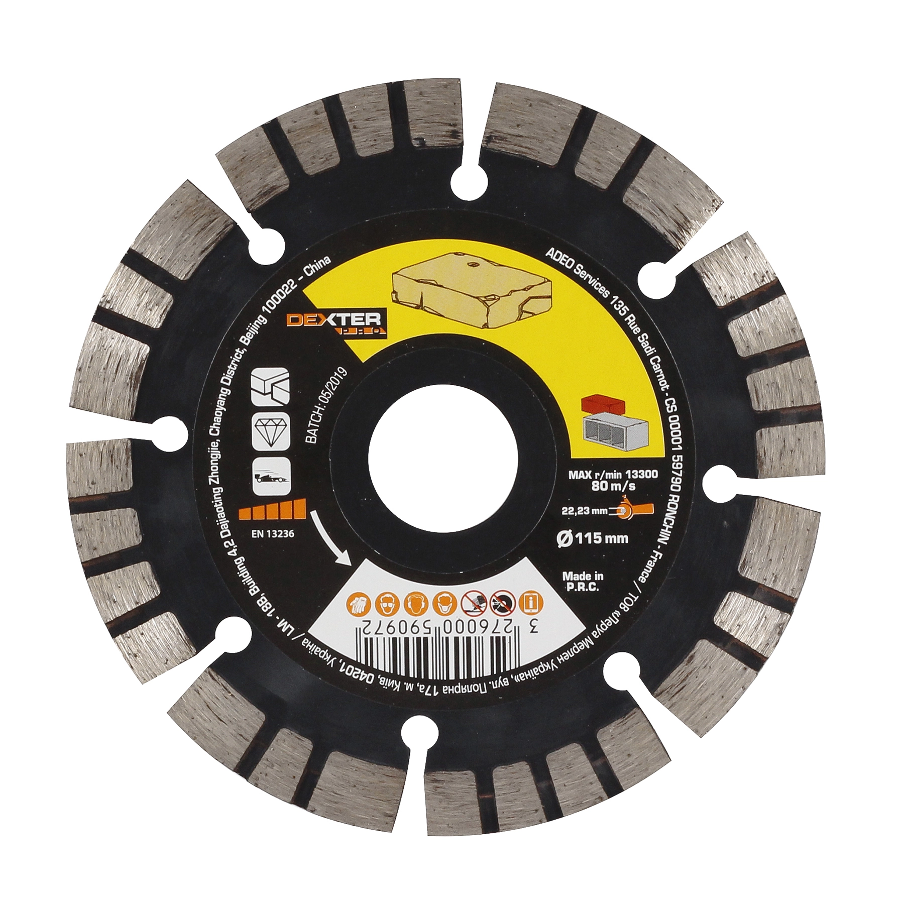 Disco de Corte Diamantado Segmentado 115x22,23mm Dexter Pro