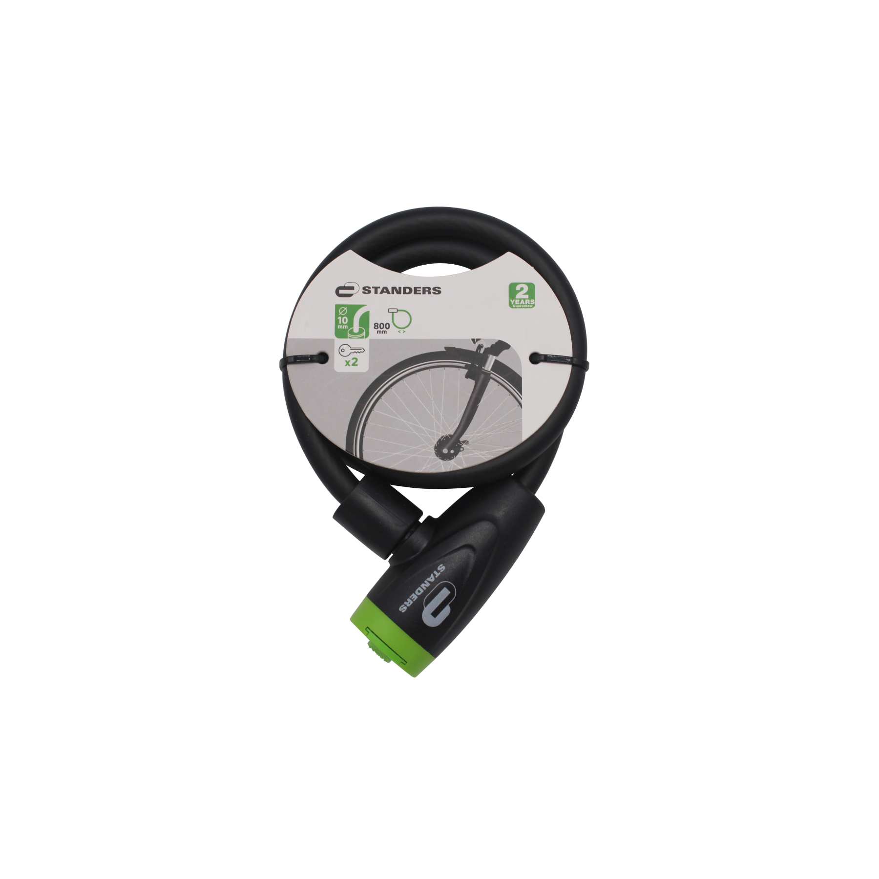 Cadeado com Chave para Bicicleta Semi Rígido 800mm Preto Standers