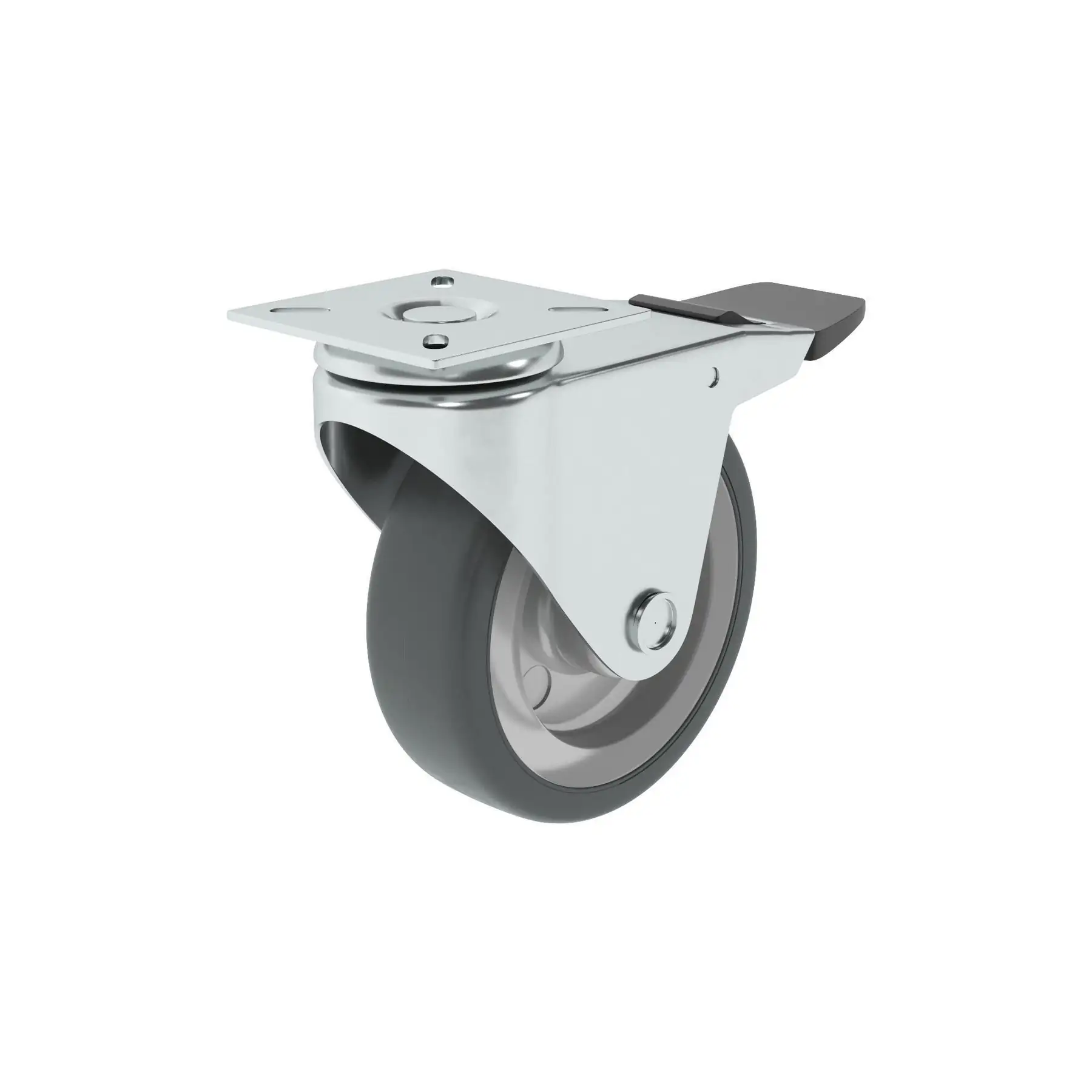 Rodízio de Plástico com Freio Cinza 100mm até 40kg Standers