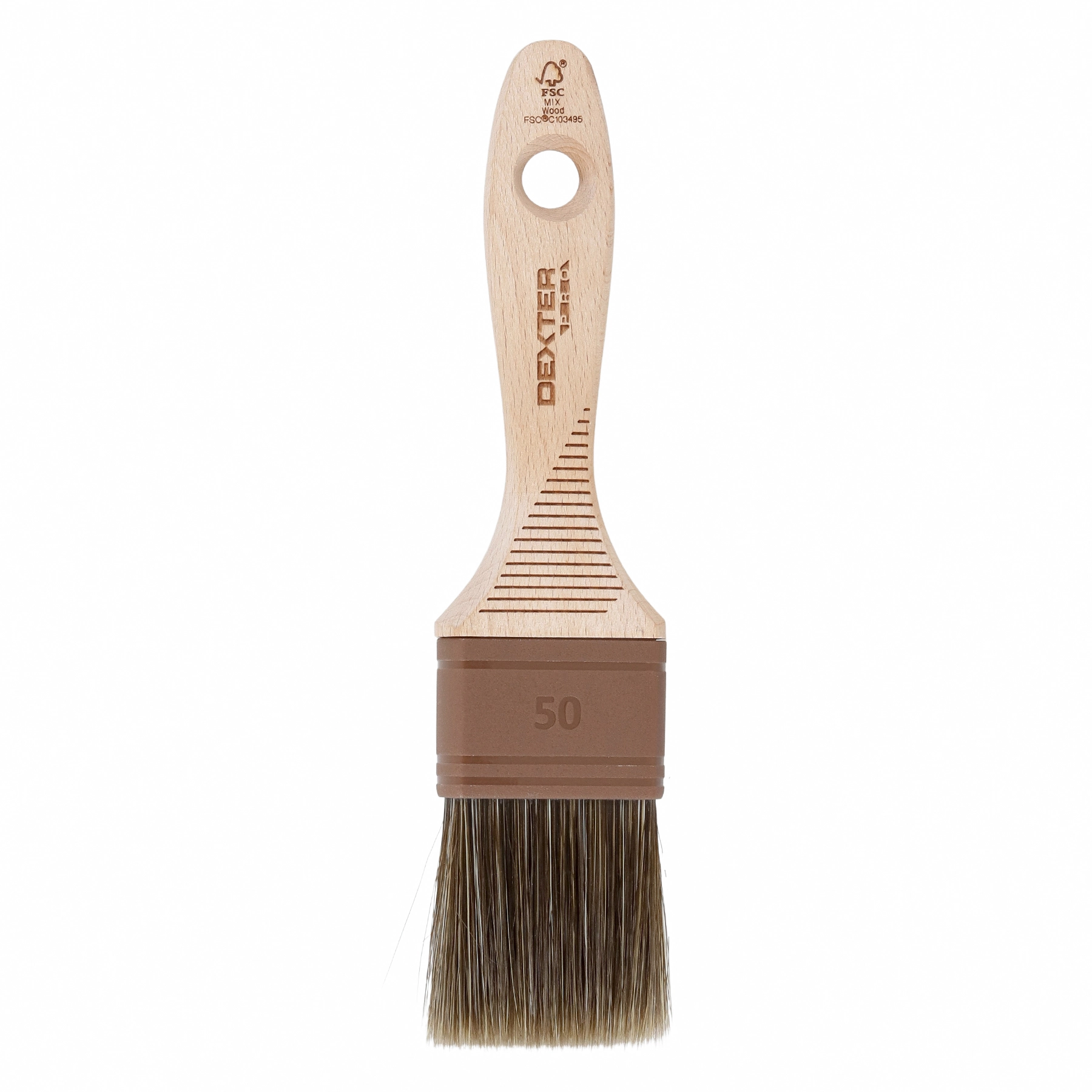 Pincel para Stain e Verniz 50mm Dexter Pro Cabo de Madeira Bege
