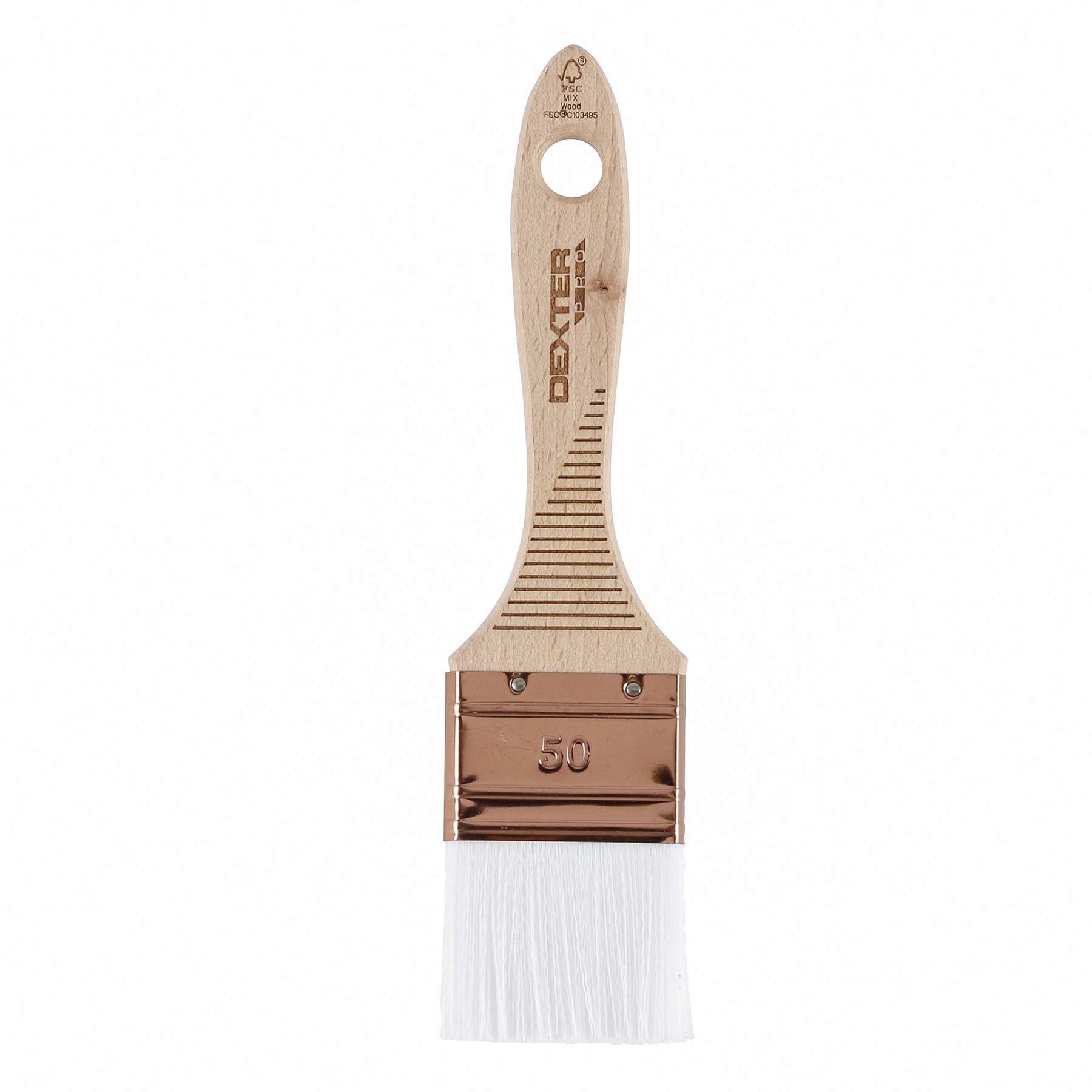 Pincel para Tinta Acrílica e Látex Nylon 50mm Dexter Pro Cabo de Madeira Bege