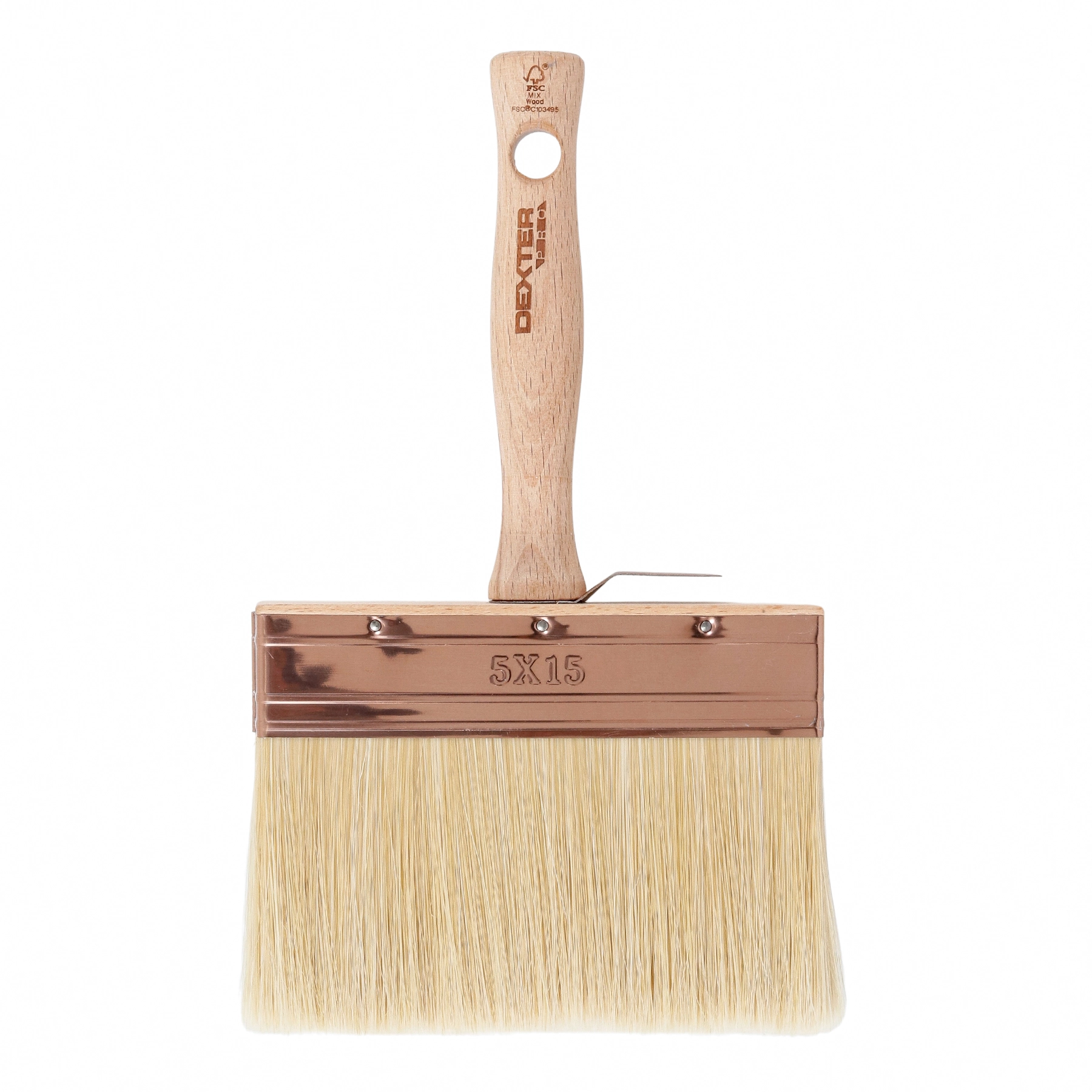 Pincel Retangular para Tinta Acrílica e Látex 150mm Dexter Pro Cabo de Madeira Bege