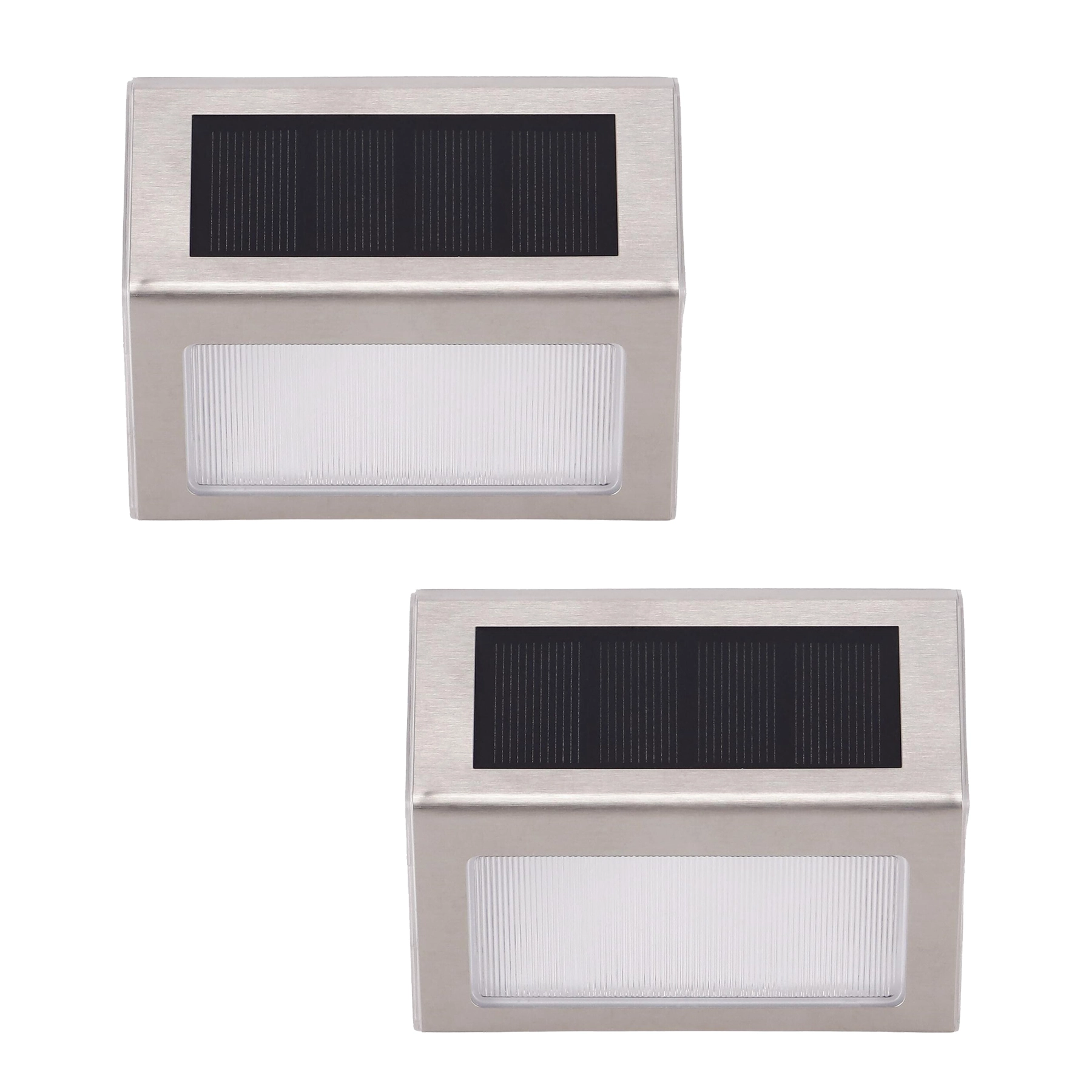 Kit Balizador Solar para de Sobrepor com LED Externo Prata Luz Branca 0,24W IP44 2 Unidades Inspire