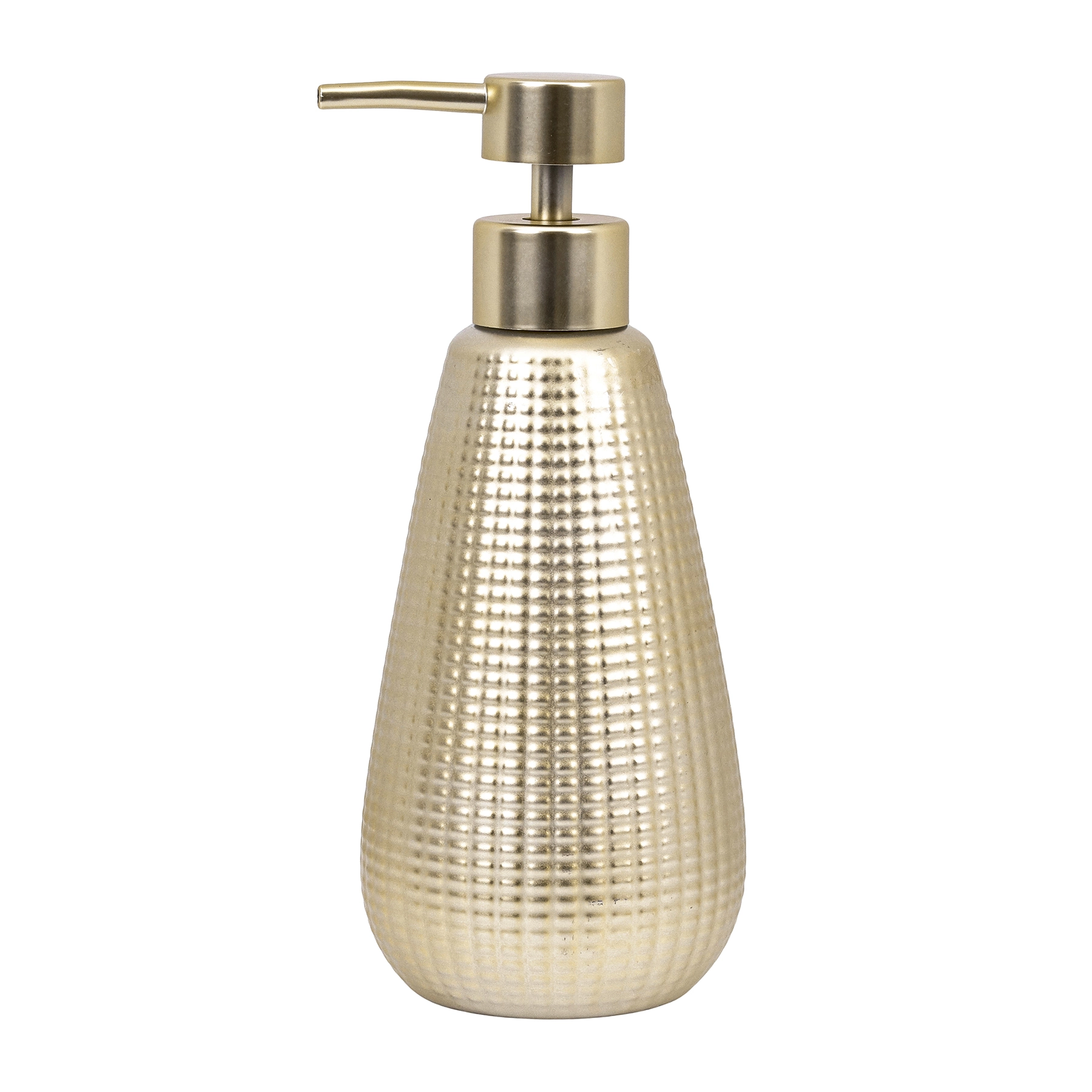 Porta Sabonete Líquido de Bancada para Banheiro 400ml Cerâmica Dourado Queen Sensea