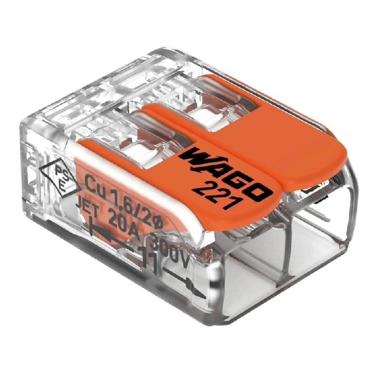 Conector Emenda Compacto Wago 221-412 4mm² 2 Polos 10 Peças
