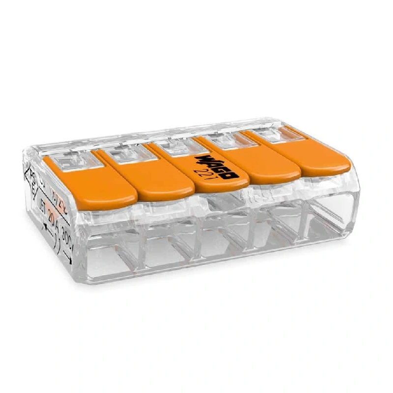 Conector Emenda Compacto Wago 221-415 4mm² 5 Polos 5 Peças