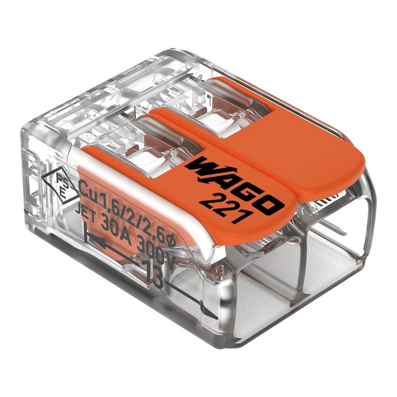 Conector Emenda Compacto Wago 221-612 6mm² 2 Polos 3 Peças