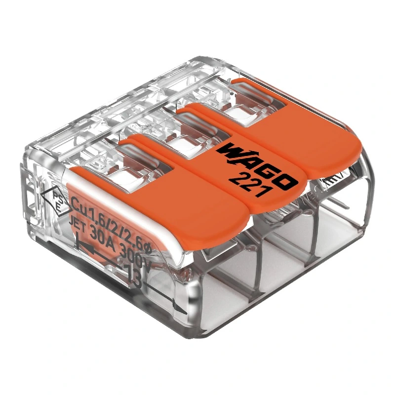 Conector Emenda Compacto Wago 221-613 6mm² 3 Vias 10 Peças