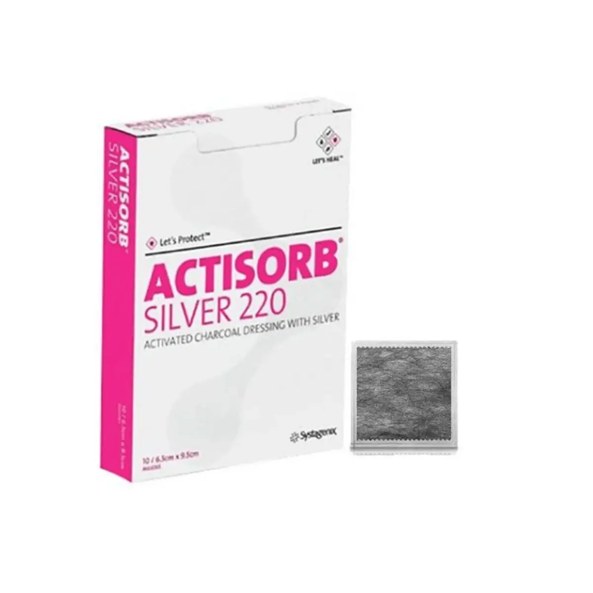 Curativo Actisorb Silver 220 Carvão Ativado Com Prata 6,5 x 9,5cm (caixa com 10 unidades) - Systagen