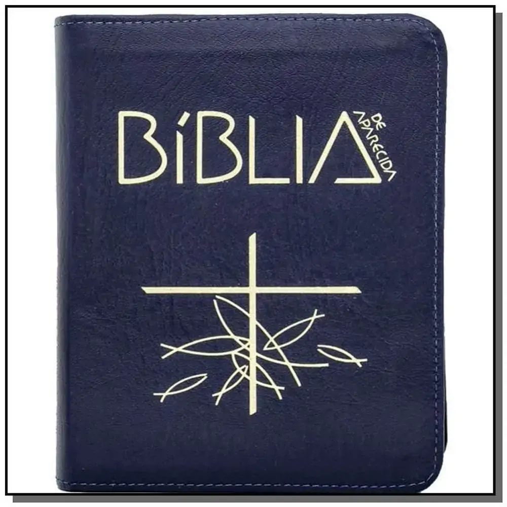 Biblia Sagrada De Aparecida Media Ziper Azul