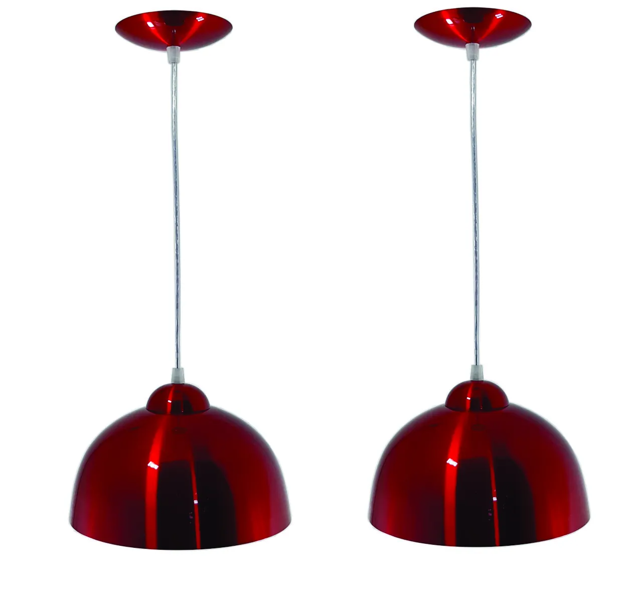 Kit 2 Luminárias Pendente Meia Bola 24cm Balcão Cereja Verniz