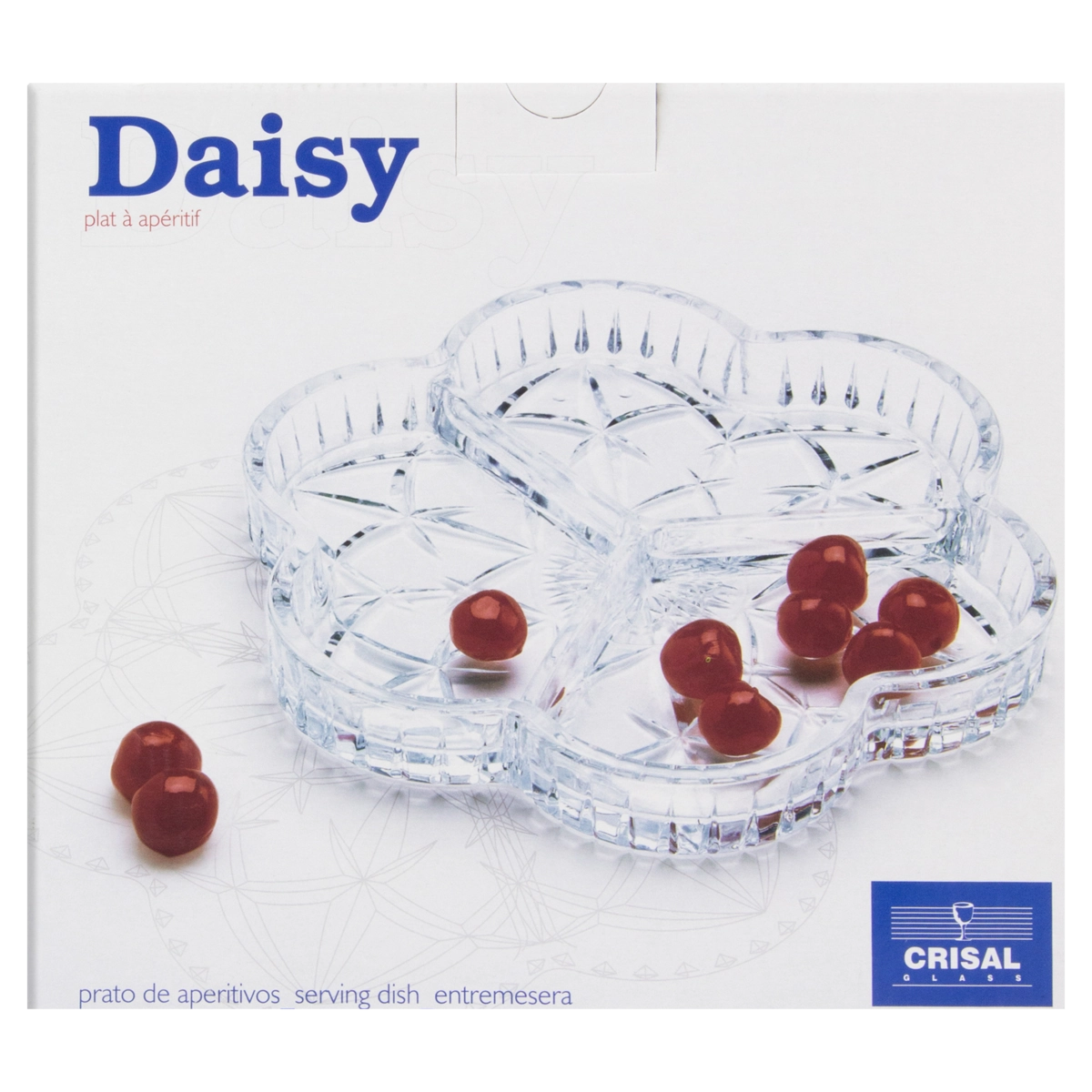 Petisqueira Vidro Com 3 Divisórias Crisal Glass Daisy 24cm