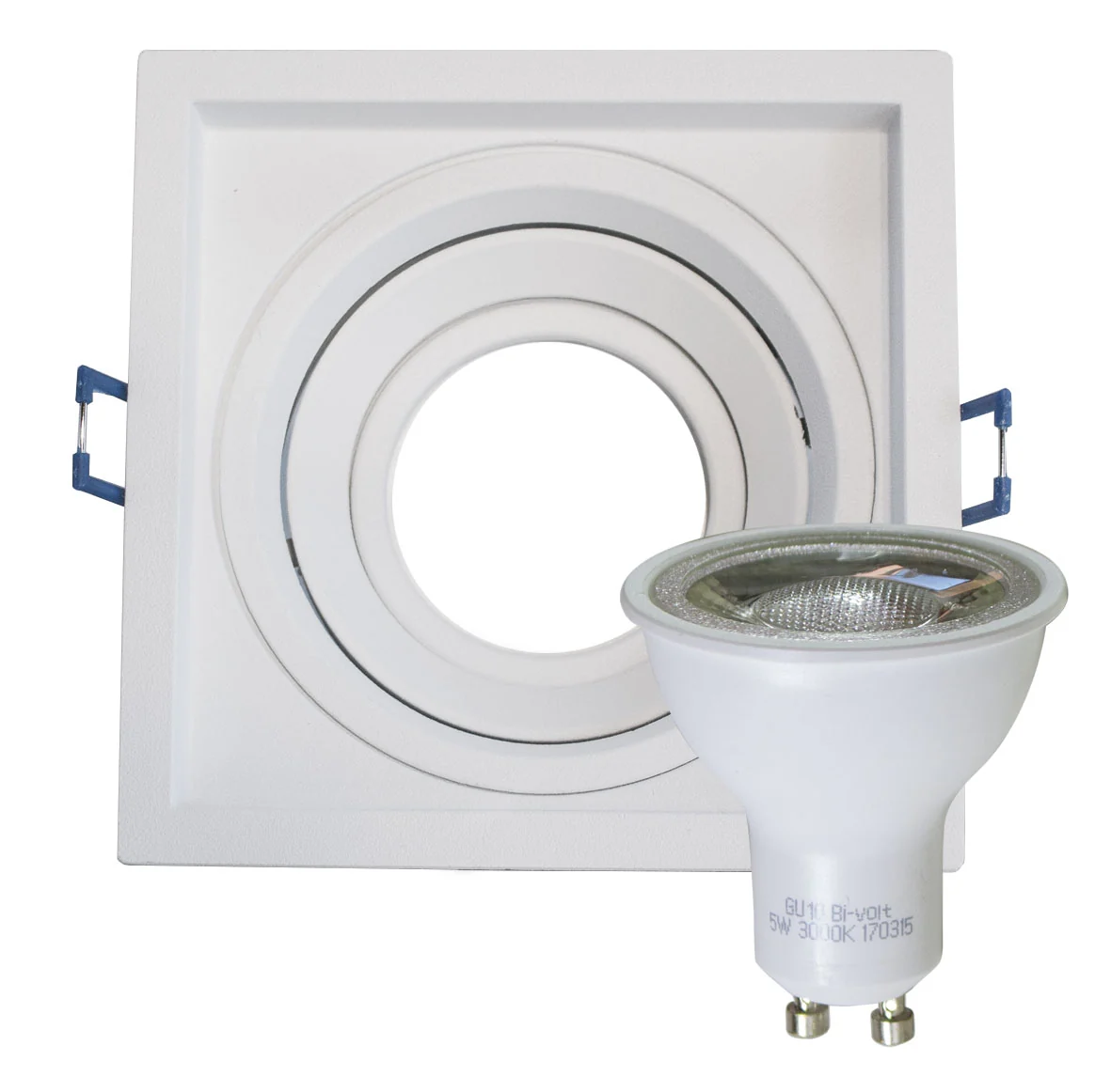 kit 6 spot recuado orientável embutir + 6 led gu10 MR16 6w 3000k alumínio gesso madeira modular st4716