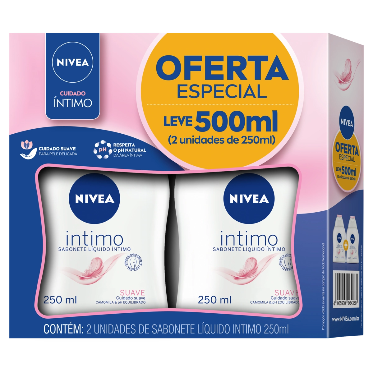 Pack Sabonete Líquido íntimo Suave Camomila Nivea Frasco 2 Unidades 250ml Cada