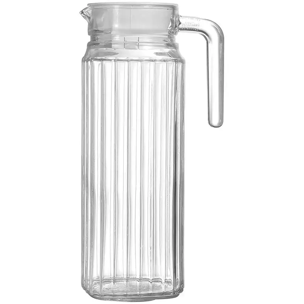 Jarra Tampa Branca Vidro Transparente 1,1L Luminarc Quadro 24X8X8Cm