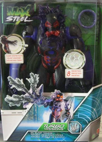 Max Steel 12 Deluxe Oil Blast Toxin Figure W/ Projectile Blaster