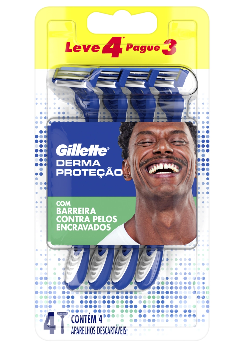 Aparelho Descartável Para Barbear Gillette Derma Proteção Leve 4 Pague 3 Unidades