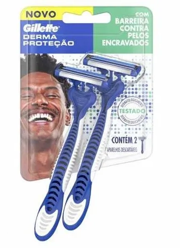 Aparelho Descartável Para Barbear Gillette Derma Proteção 2 Unidades