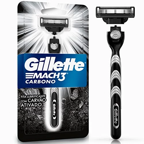 Aparelho Recarregável E Carga Para Barbear Gillette Mach3 Carbono