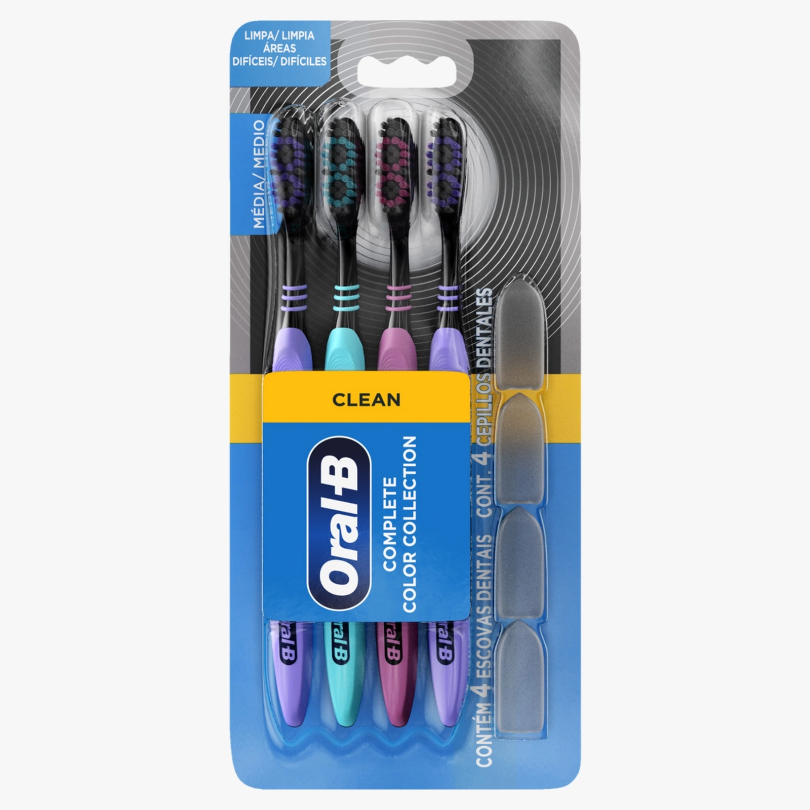 Escova Dental Média Oral B Complete Color Collection Clean 4 Unidades