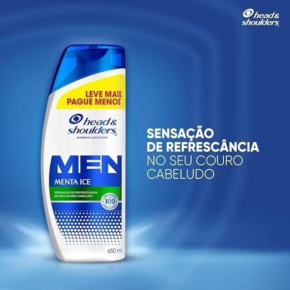 Shampoo Anticaspa Menta Ice Head Shoulders Men Frasco 650ml Leve Mais Pague Menos