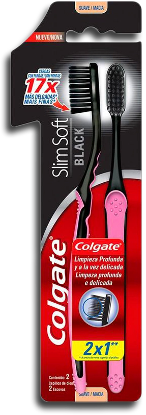 Escova Dental Macia Carvão Rock In Rio Colgate Slim Soft 2 Unidades