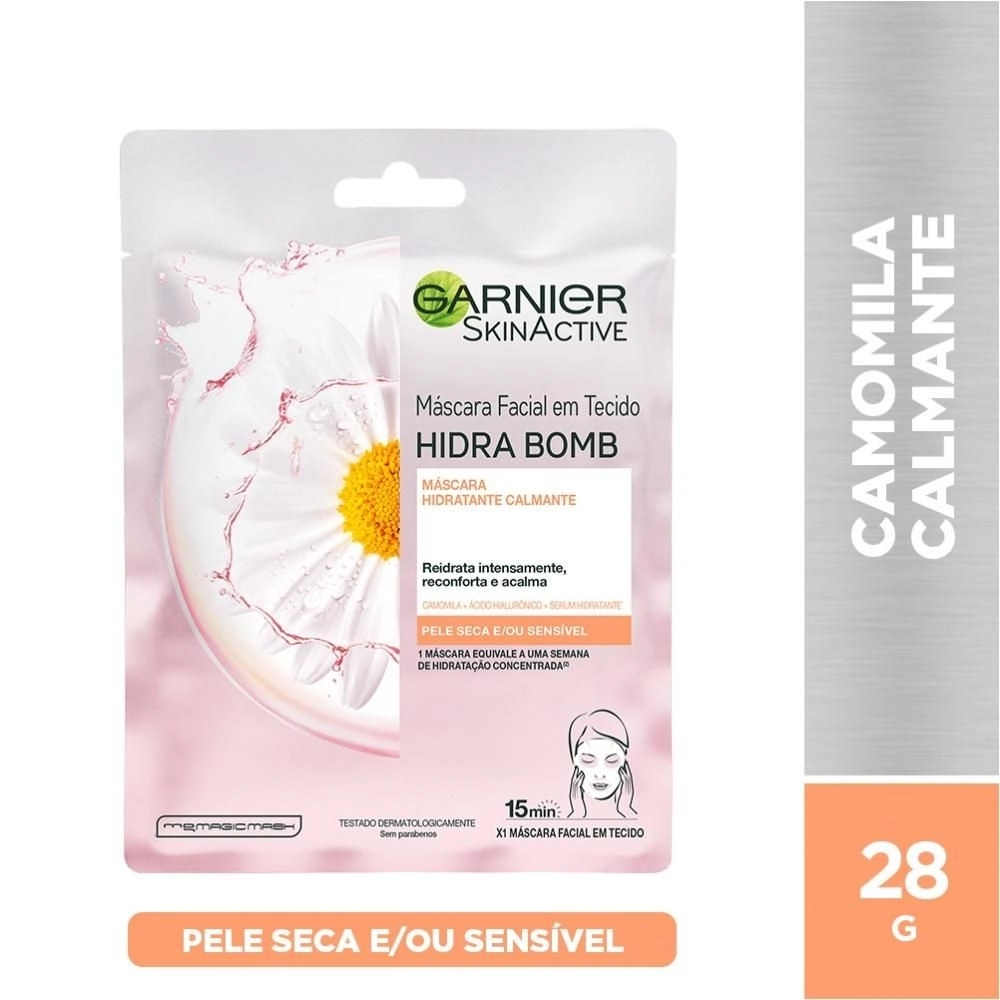 Máscara Facial Em Tecido Hidratante Calmante Garnier Skinactive Hidra Bomb Envelope 32g