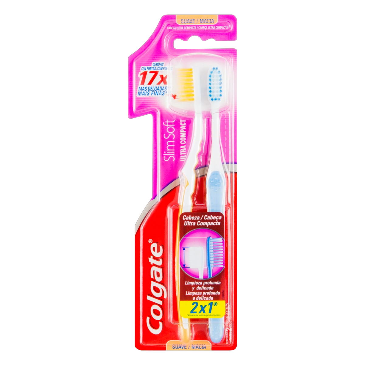 Escova Dental Macia Colgate Slim Soft Ultra Compact 2 Unidades